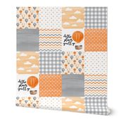 Hot Air Balloon//Oh the places you'll go//Orange&Grey - Wholecloth Cheater Quilt