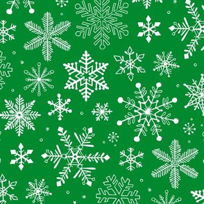 Snowflakes Christmas Holiday on Green