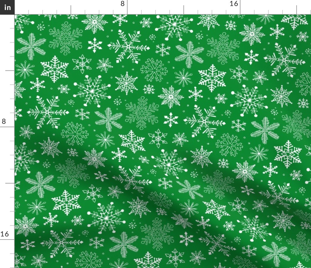 Snowflakes Christmas Holiday on Green