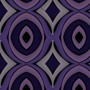 Tribal African Circular Circle Mask Summer Fabric Purple Black-01
