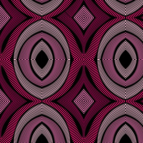 Tribal African Circular Circle Mask Summer Fabric Pink-01