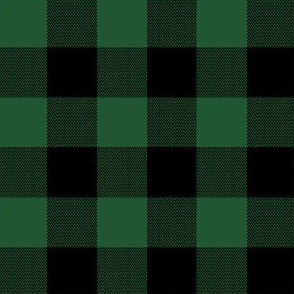 1" Woven Buffalo Check - Black on Hunter Green (buffalo plaid, black and green plaid, buffalo check, faux woven texture, 1 inch, green, forest green, christmas)