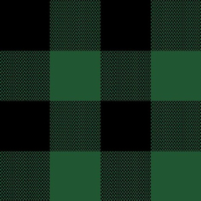 3" Woven Buffalo Check - Black on Green (buffalo plaid, black and green plaid, buffalo check, faux woven texture, 3 inch, green, hunter green, forest green)