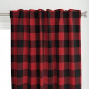 3" Woven Buffalo Check - Black on Red (buffalo plaid, black and red plaid, buffalo check, faux woven texture, 3 inch)