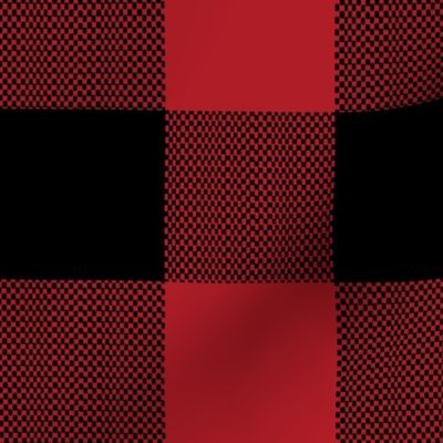 3" Woven Buffalo Check - Black on Red (buffalo plaid, black and red plaid, buffalo check, faux woven texture, 3 inch)
