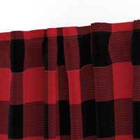 3" Woven Buffalo Check - Black on Red (buffalo plaid, black and red plaid, buffalo check, faux woven texture, 3 inch)