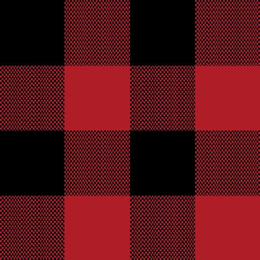 3" Woven Buffalo Check - Black on Red (buffalo plaid, black and red plaid, buffalo check, faux woven texture, 3 inch)