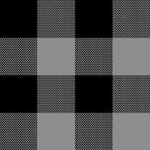 3" Woven Buffalo Check - Black on Gray (buffalo plaid, black and gray grey plaid, buffalo check, faux woven texture, 3 inch)