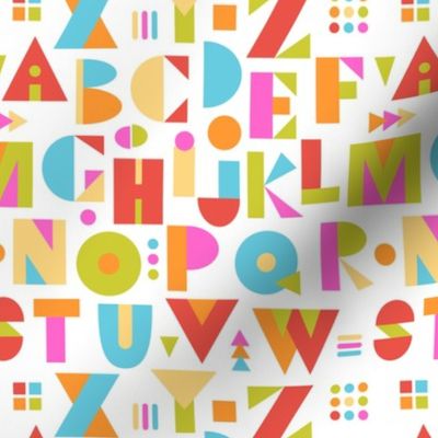 Color Block Alphabet-WHT