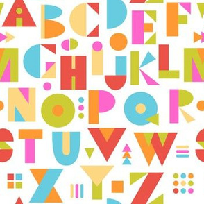 Color Block Alphabet-WHT