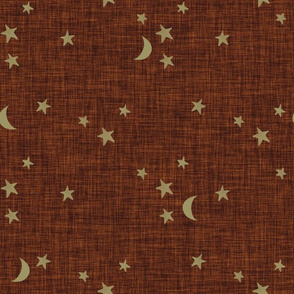 stars and moons // soft gold on penny linen