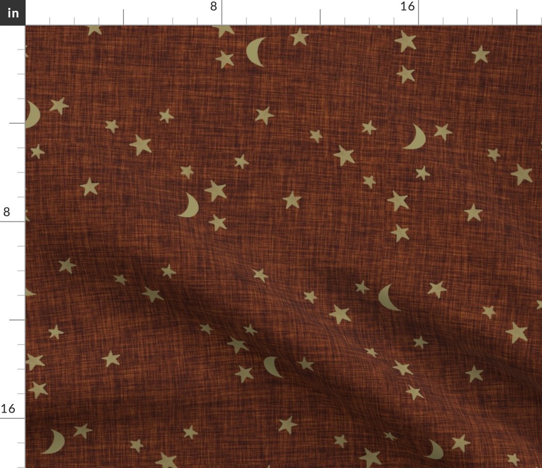 stars and moons // soft gold on penny linen