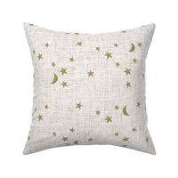 stars and moons // soft gold on sugar sand linen