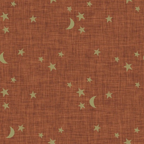 stars and moons // soft gold on sable linen