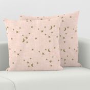 stars and moons // soft gold on pale pink linen