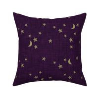 stars and moons // soft gold on raven linen