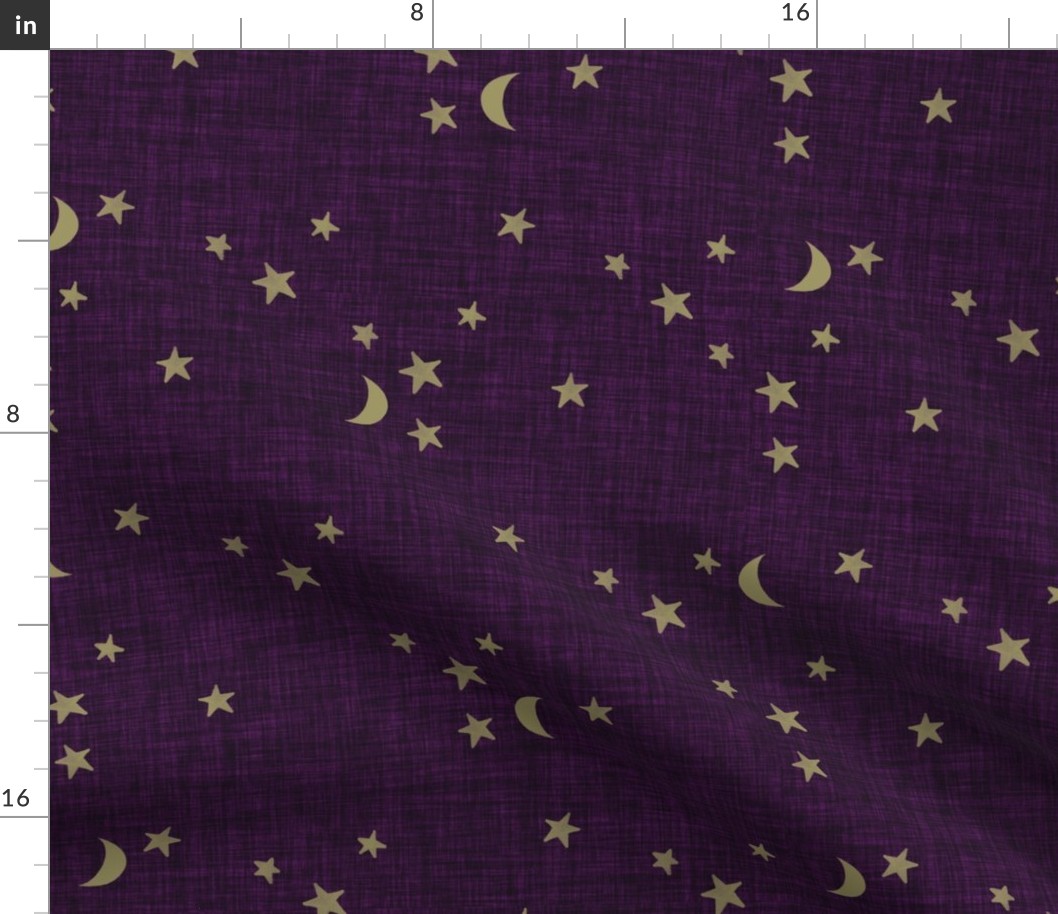 stars and moons // soft gold on raven linen