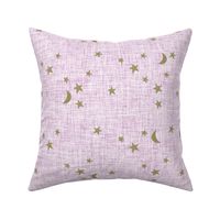 stars and moons // soft gold on crocus linen