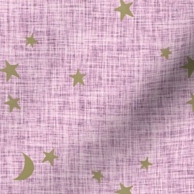 stars and moons // soft gold on whisper mauve linen