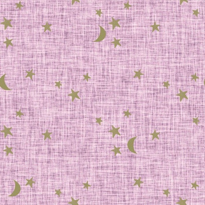 stars and moons // soft gold on whisper mauve linen