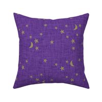 stars and moons // soft gold on grape linen