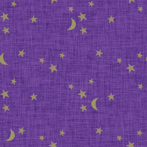 stars and moons // soft gold on grape linen