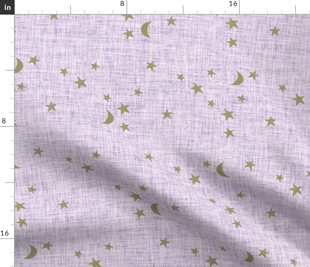 stars and moons // soft gold on tulip linen