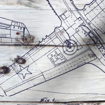 Airplane Patent Drawings on wood - large scale