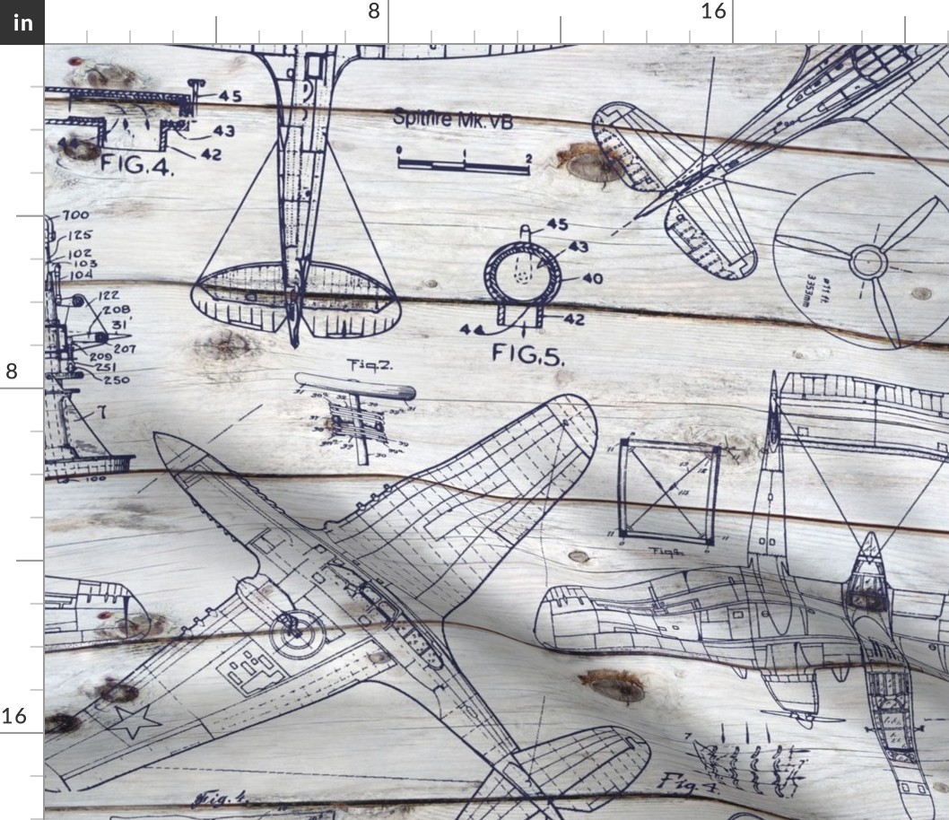 Airplane Patent Drawings on wood - large scale