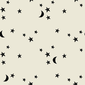 stars and moons // black on sand