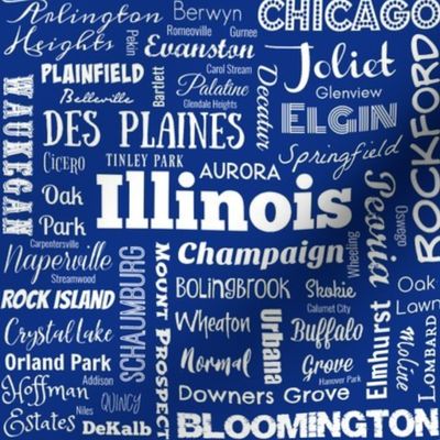 Illinois cities, blue and white