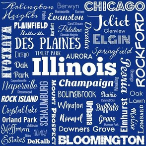 Illinois cities, blue and white