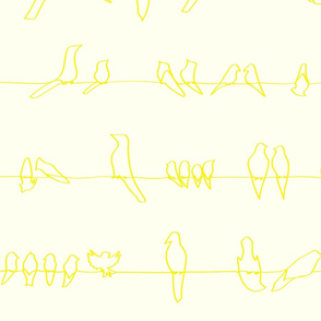 Birds on a wire yellow on cream 