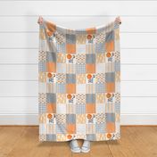 Hot Air Balloon//Oh the places you'll go//Orange&Grey - Wholecloth Cheater Quilt - Rotated