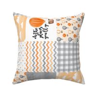 Hot Air Balloon//Oh the places you'll go//Orange&Grey - Wholecloth Cheater Quilt - Rotated