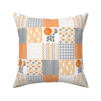 3 inch Hot Air Balloon//Oh the places you'll go//Orange&Grey - Wholecloth Cheater Quilt - Rotated