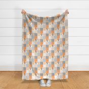 3 inch Hot Air Balloon//Oh the places you'll go//Orange&Grey - Wholecloth Cheater Quilt - Rotated