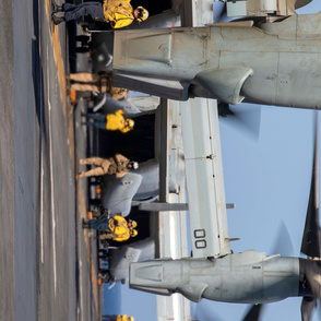 71-17 Blue Knights of Marine Medium Tiltrotor Squadron  prepare MV-22B Osprey for takeoff 