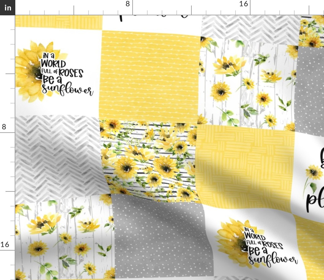 Sunflower//Bloom where you are planted - Wholecloth Cheater Quilt