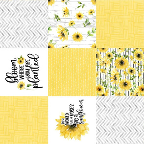 Sunflower//Bloom where you are planted - Wholecloth Cheater Quilt - Rotated