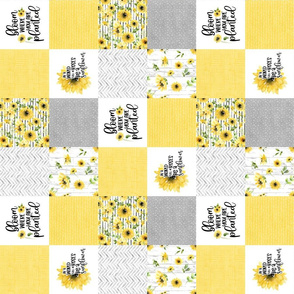3 inch Sunflower//Bloom where you are planted - Wholecloth Cheater Quilt - Rotated