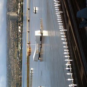 72-1 Sailors render honors to the Arizona Memorial as the aircraft carrier USS Carl Vinson 