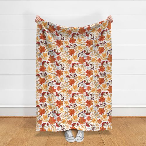 Cute Autumn Leaves And Fall Flowers Accessoires Cute Fall Leaves-Floral Autumn Mushrooms Aesthetic Throw Pillow Multicolor 18x18 