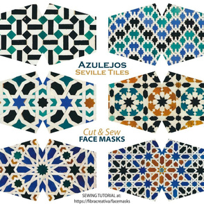 Spanish Seville Tiles Cut out Face Masks Azulejos