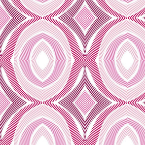 Tribal African Circular Circle Mask Summer Fabric Pink White-01