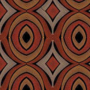 Tribal African Circular Circle Mask Summer Fabric Orange-01