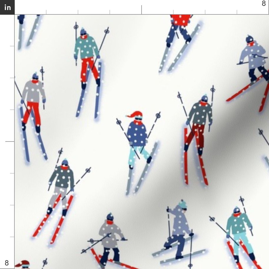 Schnee, Urlaub, Winter, Sport, Skifahren, Freizeit, Grundfarben, Skifahrer  Stoffe | Spoonflower