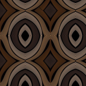 Tribal African Circular Circle Mask Summer Fabric Brown-01