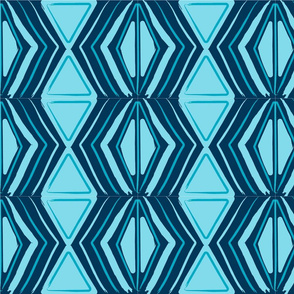 Tribal African Blue Pattern Summer Mask Fabric-01-01