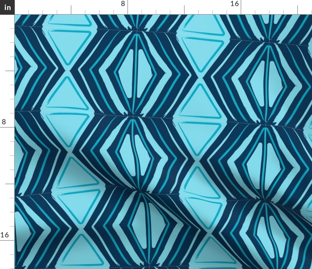 Tribal African Blue Pattern Summer Mask Fabric-01-01